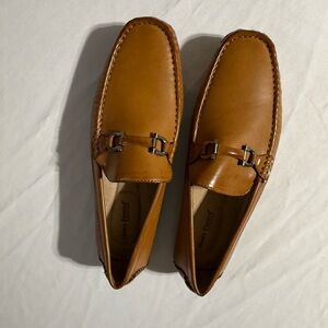 New Henry Ferrera Tan Faux Leather Loafers with Metal Accent